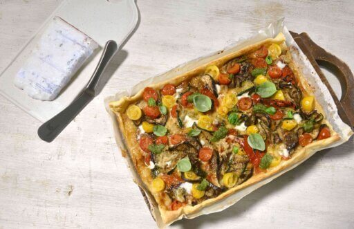 salted cake with vegetables and gorgonzola
