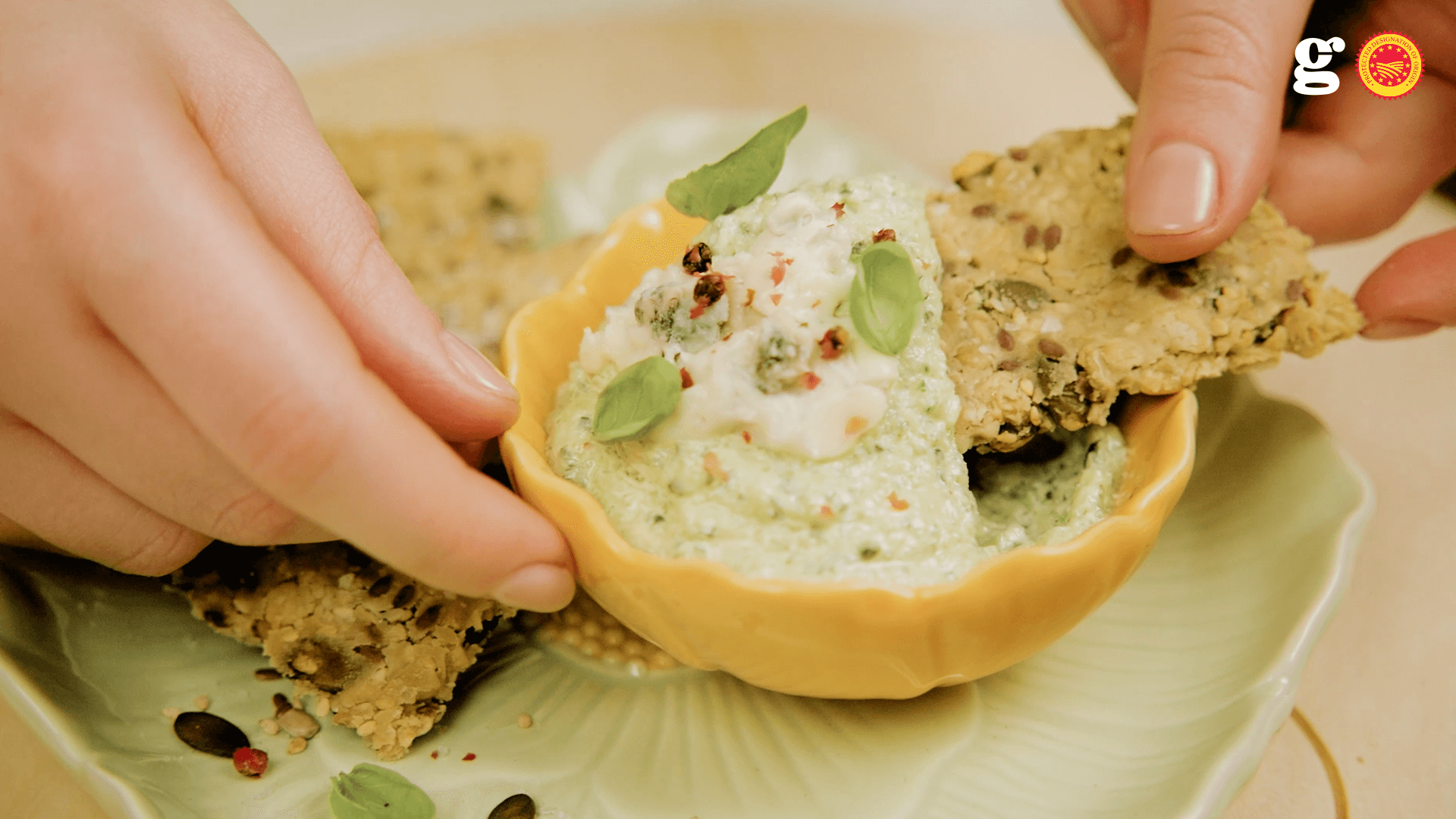 Zucchini dip, gorgonzola PDO and basil - Gorgonzola DOP